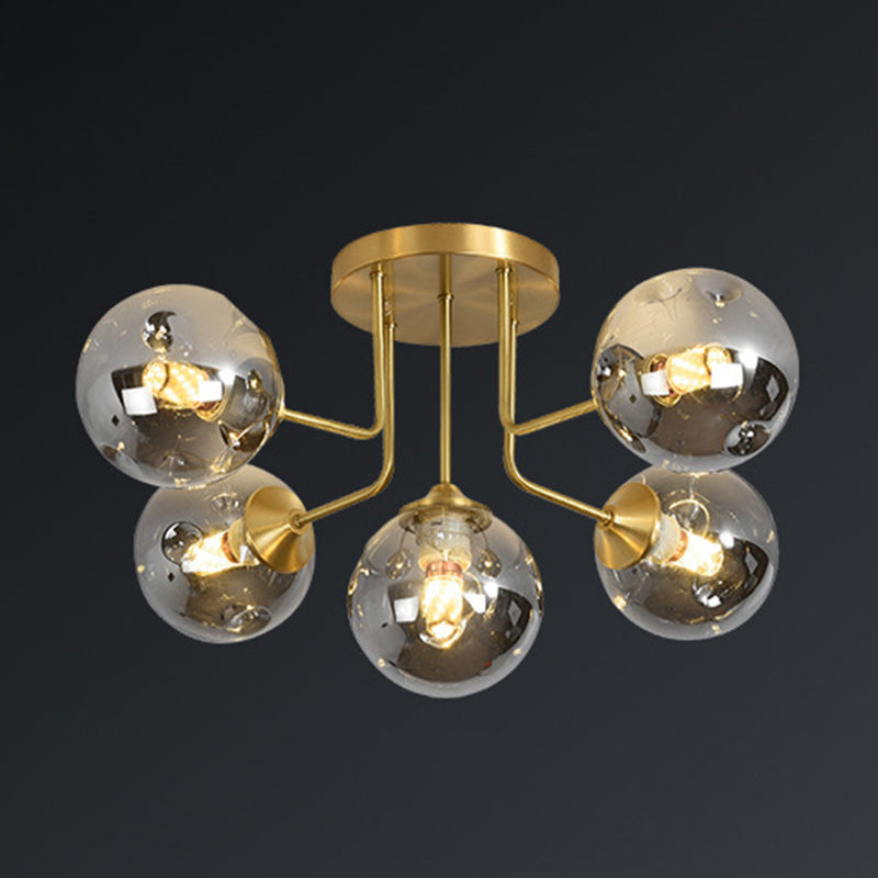 Sputnik Ceiling Lighting Modern Glass Semi Flush Mount for Living Room