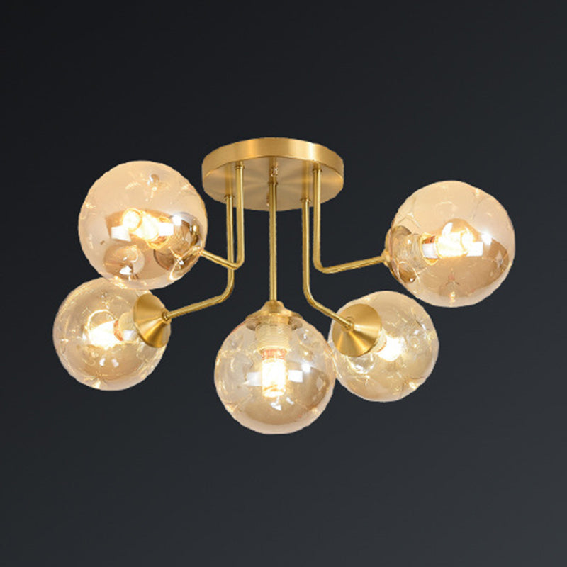 Sputnik Ceiling Lighting Modern Glass Semi Flush Mount for Living Room