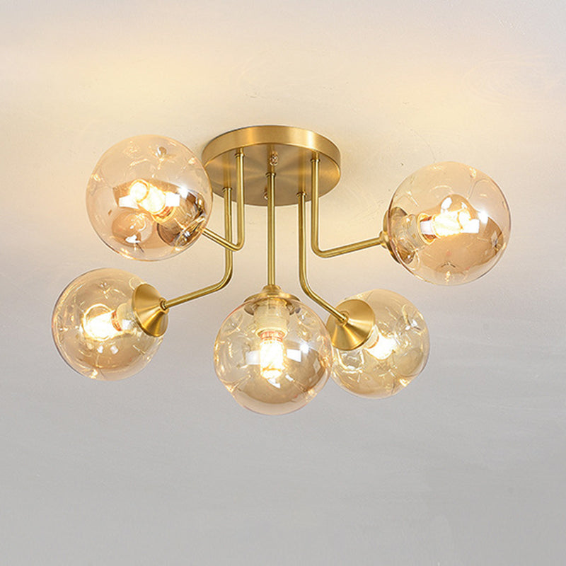 Sputnik Ceiling Lighting Modern Glass Semi Flush Mount for Living Room