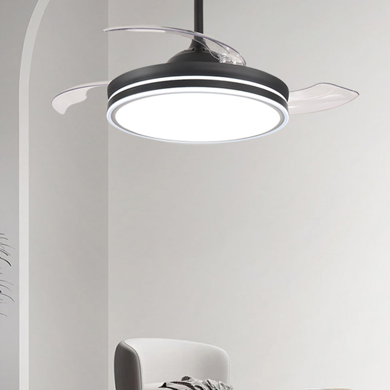 Metal LED Ceiling Fan in Black / White / Nickel Modern Fan Lighting Fixture