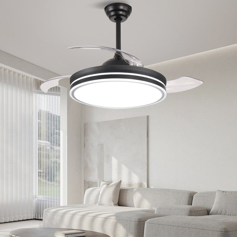 Metal LED Ceiling Fan in Black / White / Nickel Modern Fan Lighting Fixture