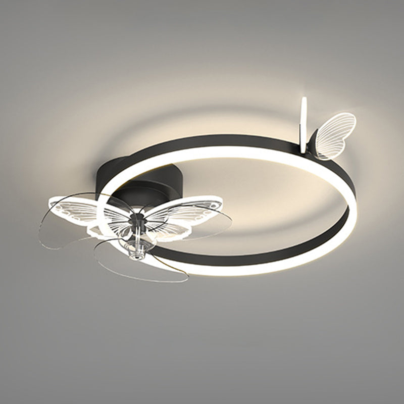 Contemporary LED Circle Fan Ceiling in Black / Gold Finish Metal Fan Lighting