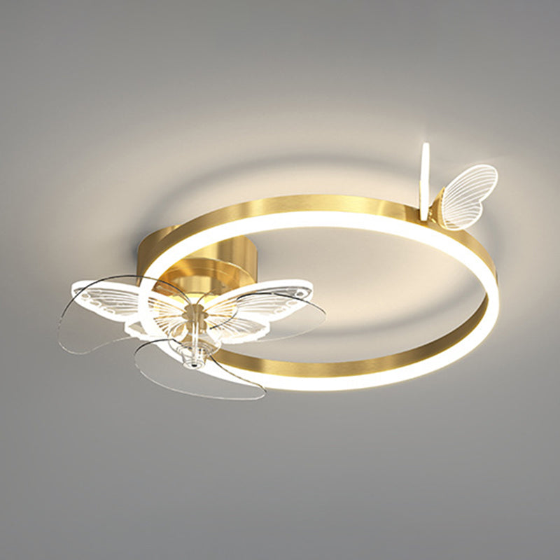 Contemporary LED Circle Fan Ceiling in Black / Gold Finish Metal Fan Lighting