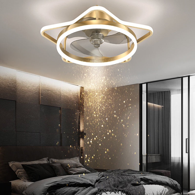 Black / Gold Interior LED Fan Light Fixture Metal Contemporary Geometric Ceiling Fan