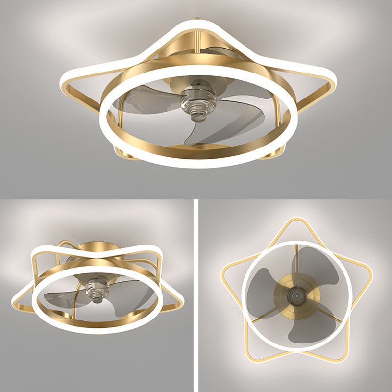 Black / Gold Interior LED Fan Light Fixture Metal Contemporary Geometric Ceiling Fan