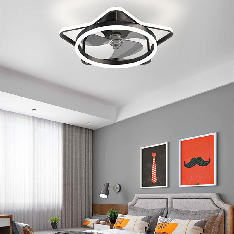 Black / Gold Interior LED Fan Light Fixture Metal Contemporary Geometric Ceiling Fan