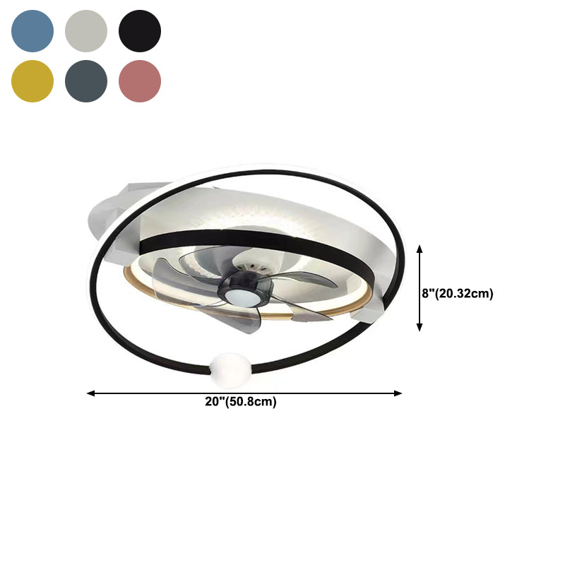 5-Blade Children LED Ceiling Fan Metallic Polish Finish Fan with Light for Room