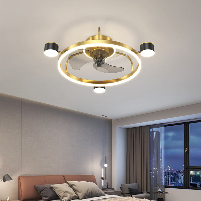 3-Blade Modernism Ceiling Fan Golden/Black Fan with Light for Bedroom