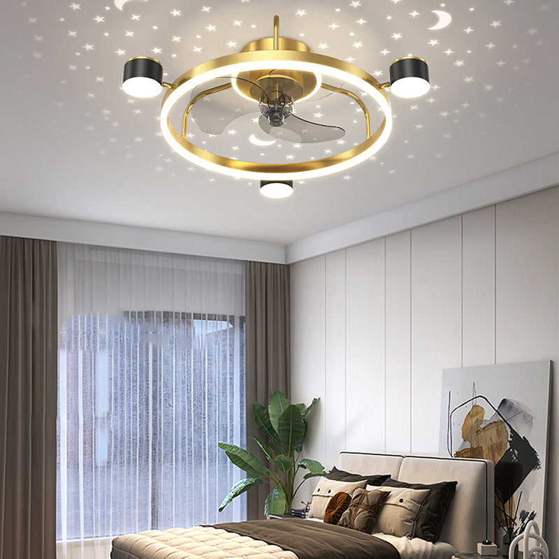 3-Blade Modernism Ceiling Fan Golden/Black Fan with Light for Bedroom