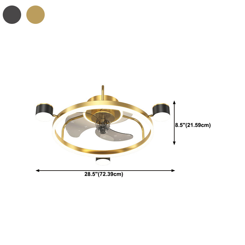 3-Blade Modernism Ceiling Fan Golden/Black Fan with Light for Bedroom