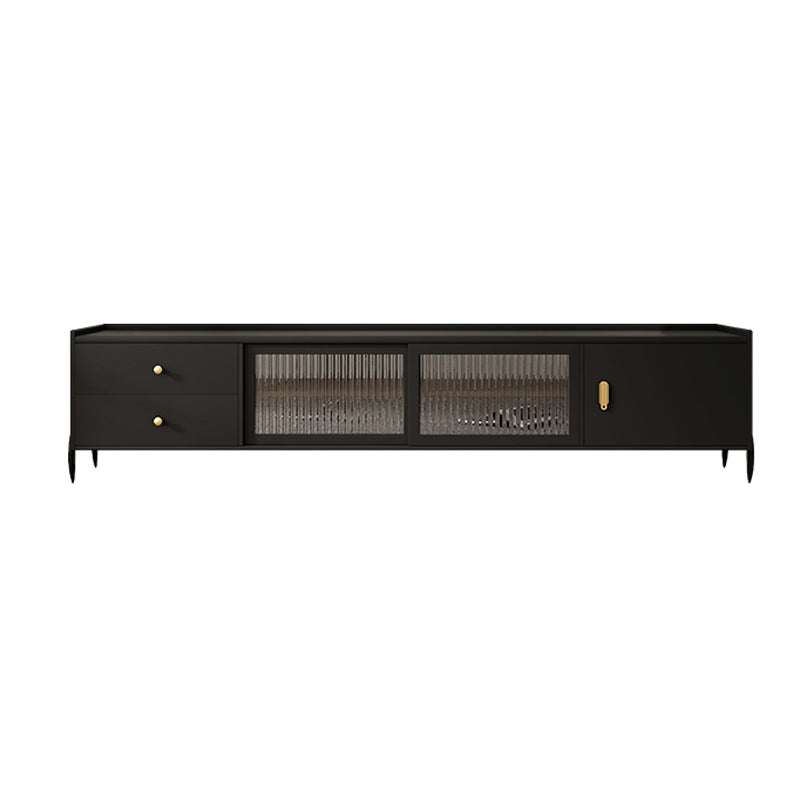 Industrial Rubber Wood TV Stand Enclosed Storage TV Media Console