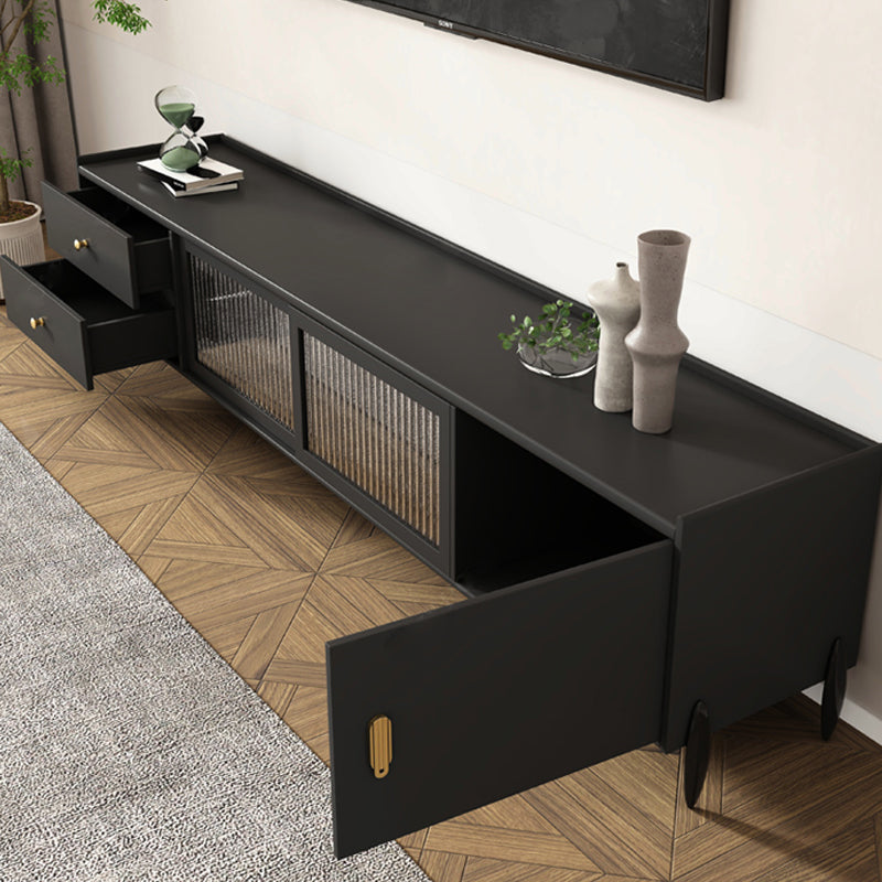 Industrial Rubber Wood TV Stand Enclosed Storage TV Media Console