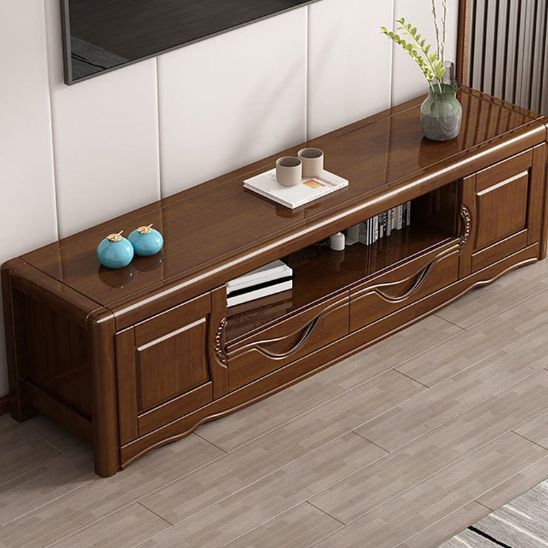 Contemporary Wood TV Stand Open Storage TV Media Stand with Drawers for Living Room