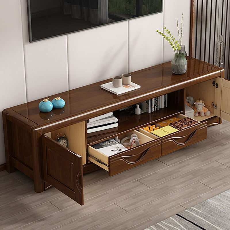 Contemporary Wood TV Stand Open Storage TV Media Stand with Drawers for Living Room