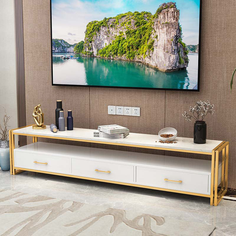 Modern Marble TV Stand Open Storage TV Media Stand with Drawers for Living Room