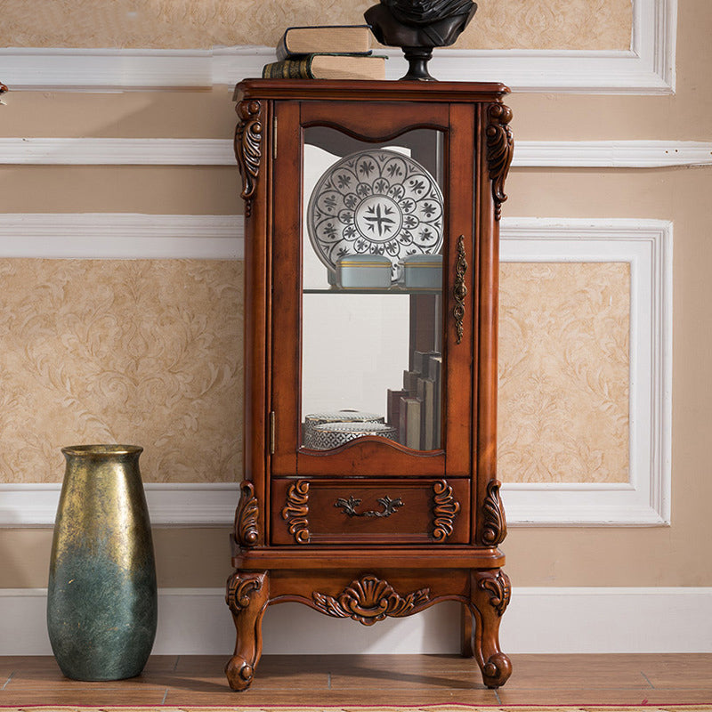 Traditional Birch Curio Cabinet Glass Doors Display Cabinet for Bedroom