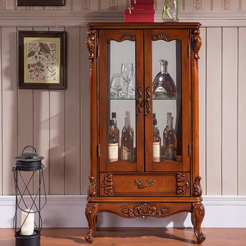 Traditional Birch Curio Cabinet Glass Doors Display Cabinet for Bedroom