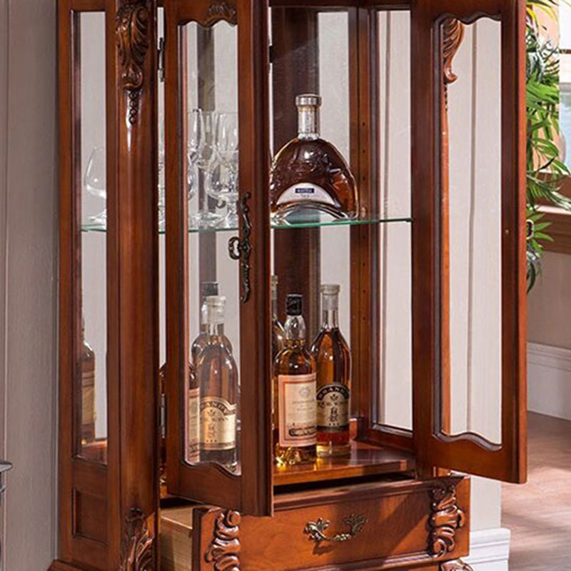 Traditional Birch Curio Cabinet Glass Doors Display Cabinet for Bedroom