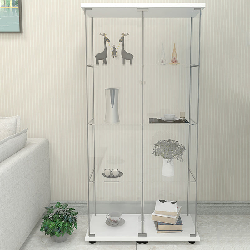 Contemporary Tempered Glass Curio Cabinet Glass Doors Display Cabinet for Bedroom