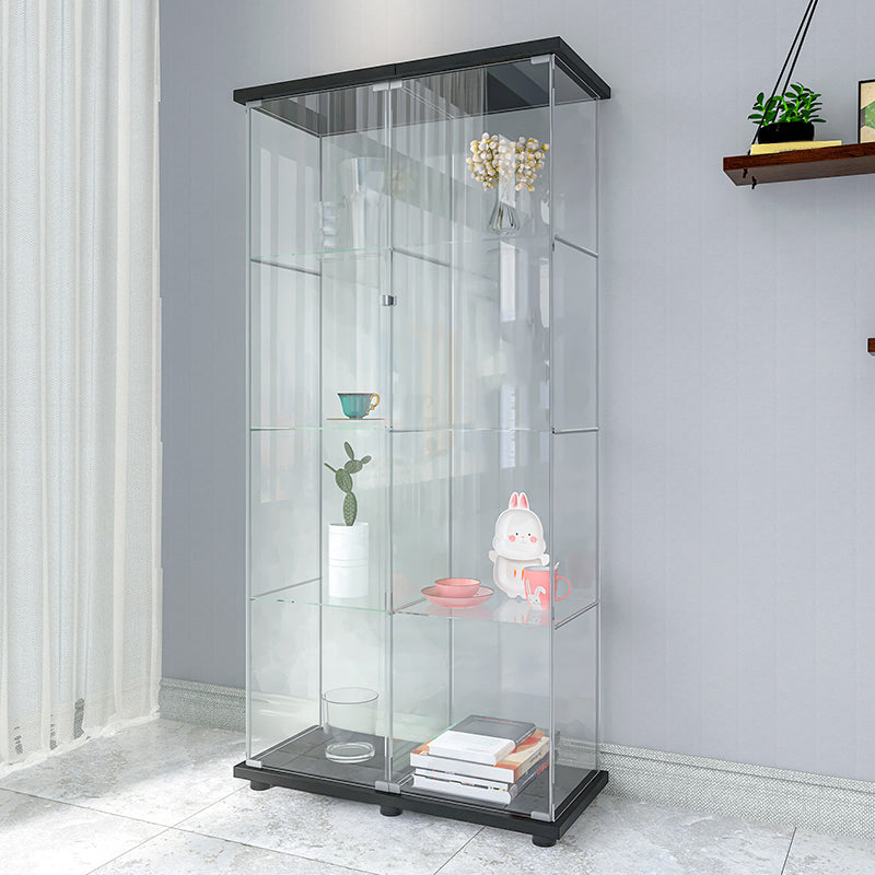 Contemporary Tempered Glass Curio Cabinet Glass Doors Display Cabinet for Bedroom