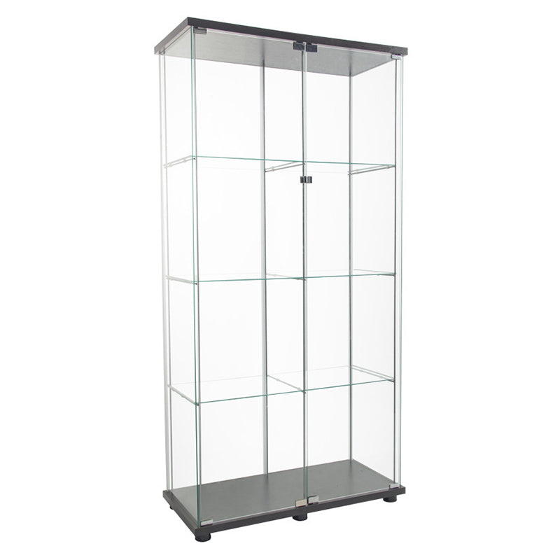 Contemporary Tempered Glass Curio Cabinet Glass Doors Display Cabinet for Bedroom