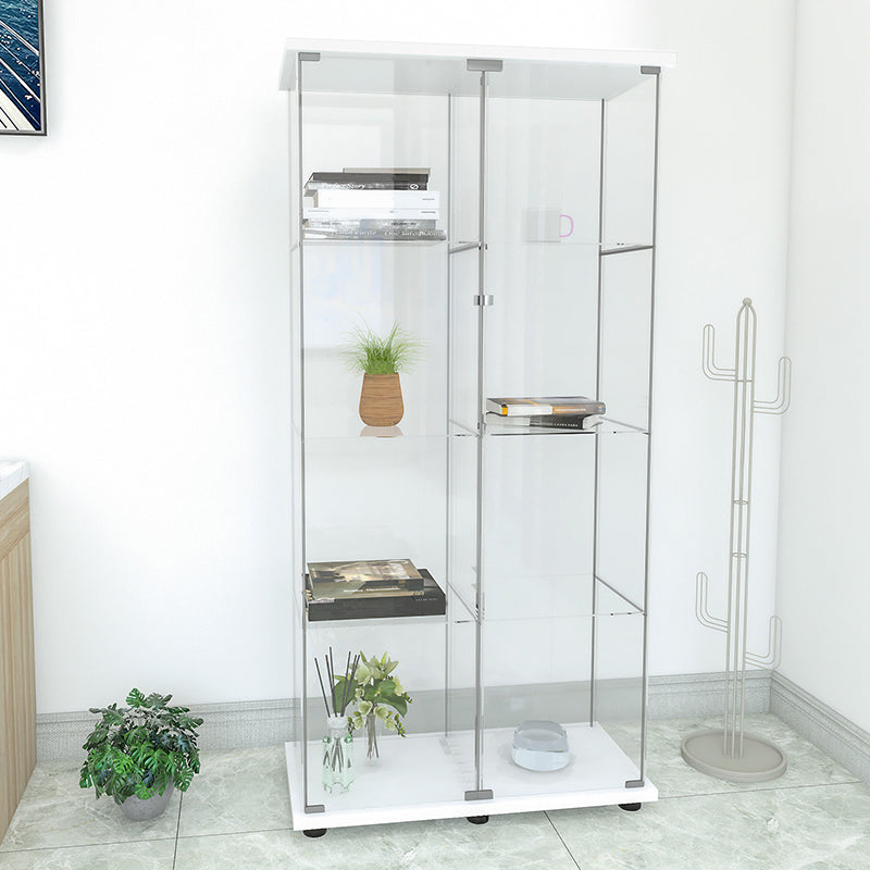 Contemporary Tempered Glass Curio Cabinet Glass Doors Display Cabinet for Bedroom