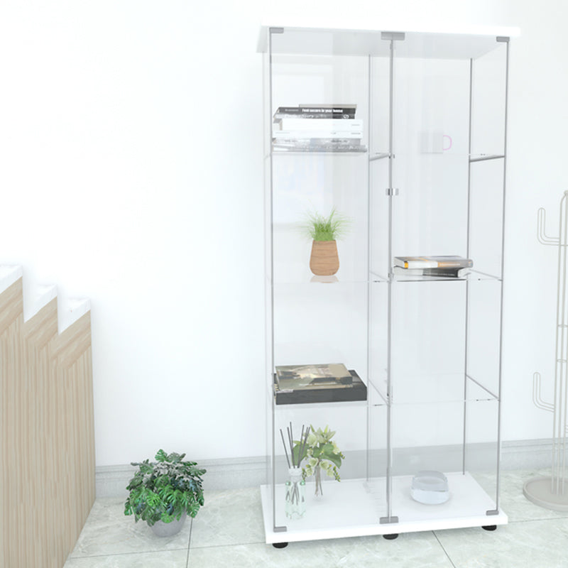 Contemporary Tempered Glass Curio Cabinet Glass Doors Display Cabinet for Bedroom