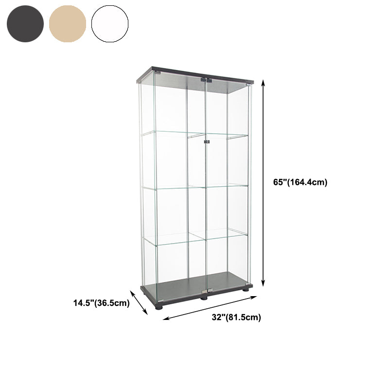 Contemporary Tempered Glass Curio Cabinet Glass Doors Display Cabinet for Bedroom