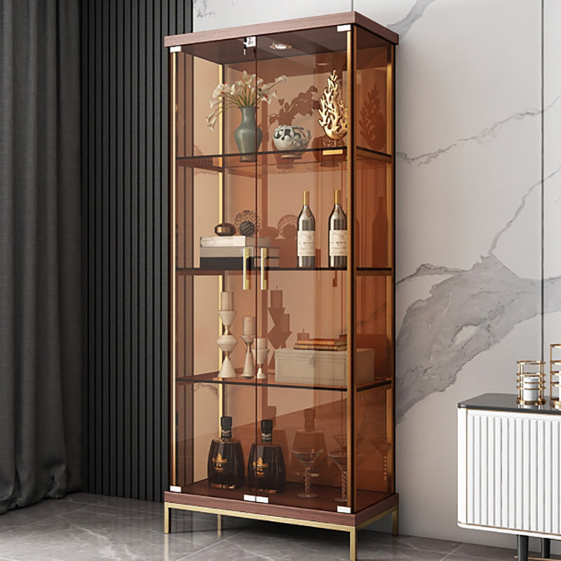 Glam Curio Cabinet Glass Doors Display Cabinet with Door for Living Room