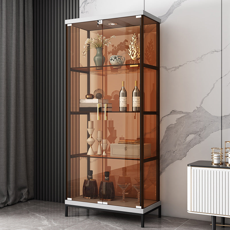 Glam Curio Cabinet Glass Doors Display Cabinet with Door for Living Room