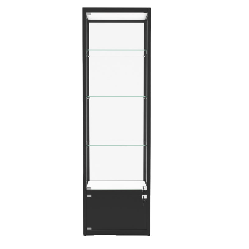 Modern Glass Curio Cabinets Black Display Stand with Adjustable Shelves