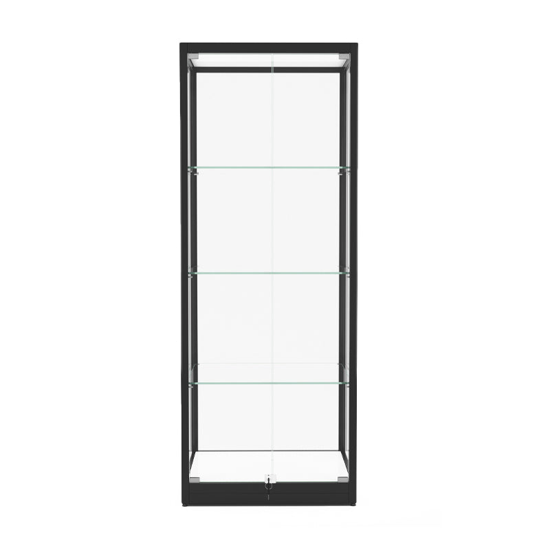 Modern Glass Curio Cabinets Black Display Stand with Adjustable Shelves