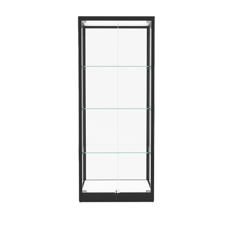 Modern Glass Curio Cabinets Black Display Stand with Adjustable Shelves