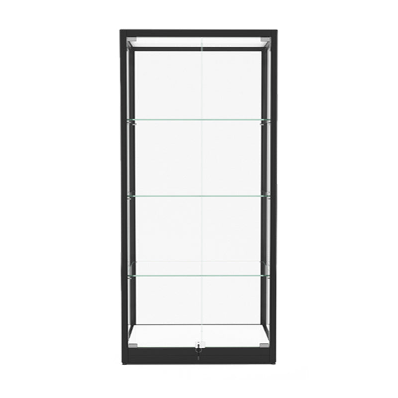 Modern Glass Curio Cabinets Black Display Stand with Adjustable Shelves