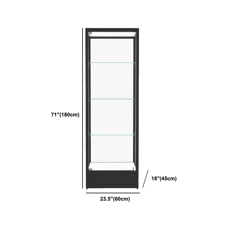 Modern Glass Curio Cabinets Black Display Stand with Adjustable Shelves