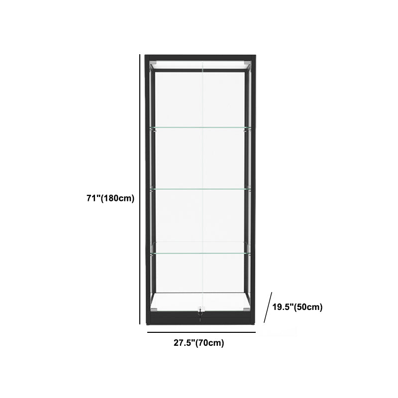 Modern Glass Curio Cabinets Black Display Stand with Adjustable Shelves