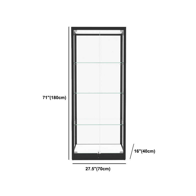 Modern Glass Curio Cabinets Black Display Stand with Adjustable Shelves