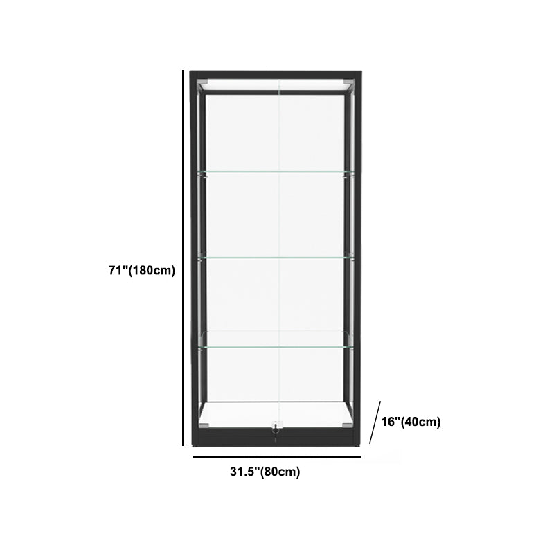 Modern Glass Curio Cabinets Black Display Stand with Adjustable Shelves