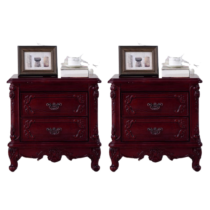 2 Drawers Nightstand Solid Wood Traditional Night Table ,19.7" Tall