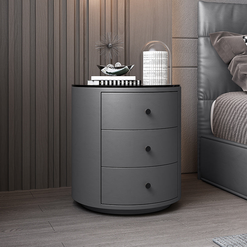 Modern Bedside Cabinet Glass and Rubberwood Night Table for Bedroom