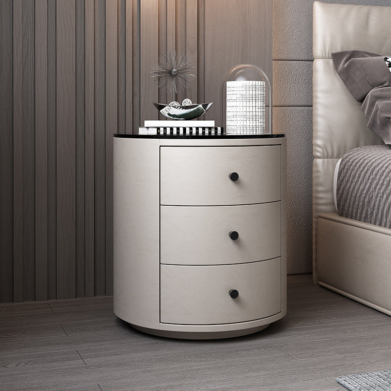 Modern Bedside Cabinet Glass and Rubberwood Night Table for Bedroom