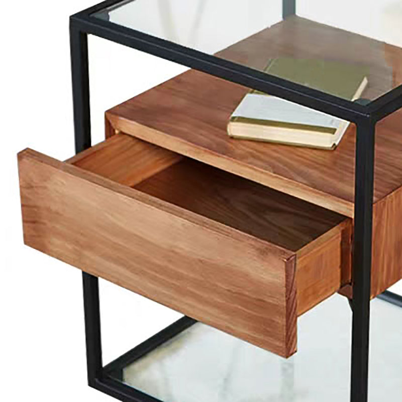 Modern Night Table 1-drawer Bedside Cabinet for Living Room 17"W X 21"H