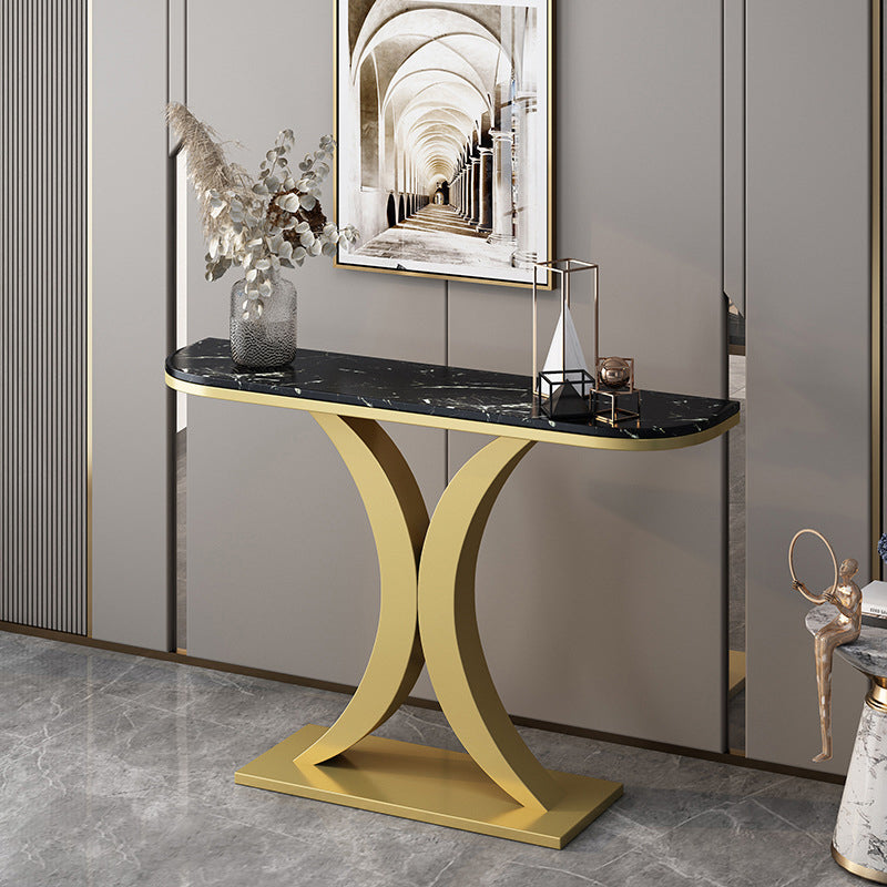 Marble Modern Console Table 31.5-inch Tall Accent Table with Shelf