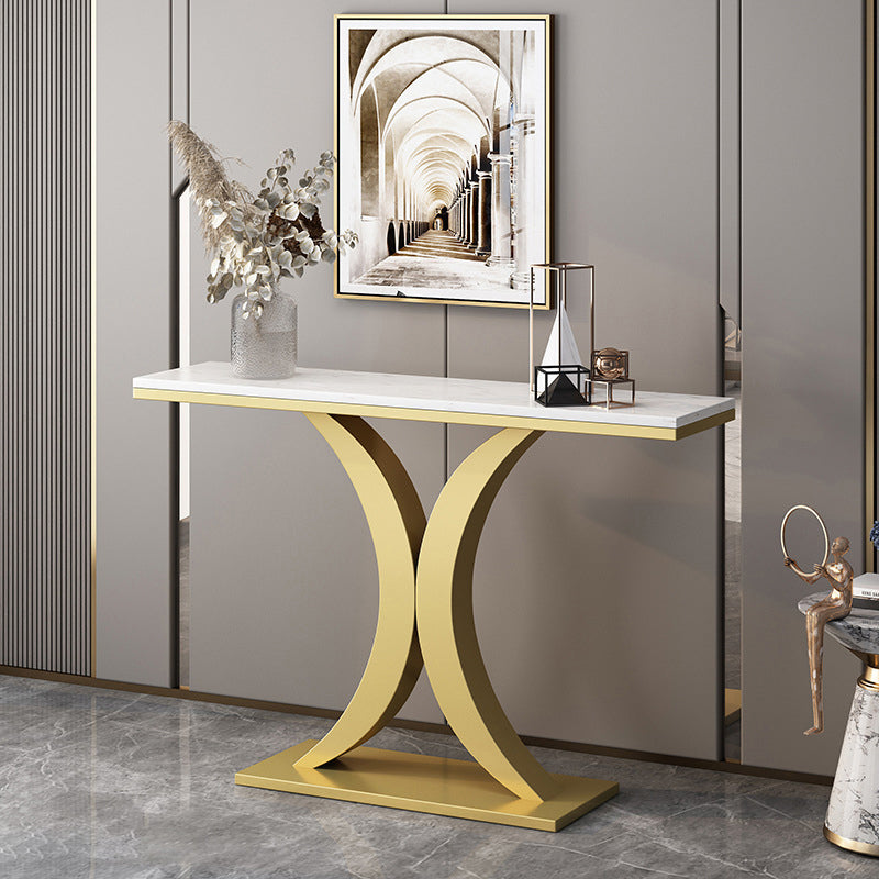 Marble Modern Console Table 31.5-inch Tall Accent Table with Shelf