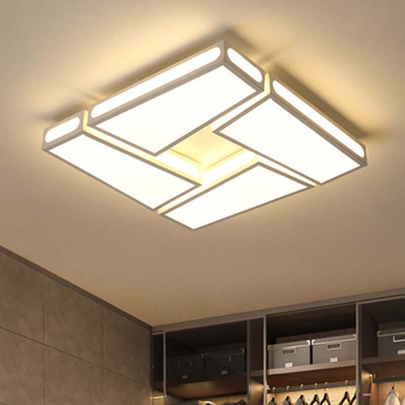 Lámpara cuadrada de acrílico empotrada, moderna y elegante, luz LED blanca montada en el techo de 18 "/23,5" de diámetro en luz blanca/cálida