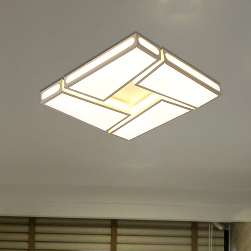 Squared Acrylic Flush Mount Lamp Modern Stylish 18"/23.5" Dia LED White Ceiling Mounted Light in Warm/White Light