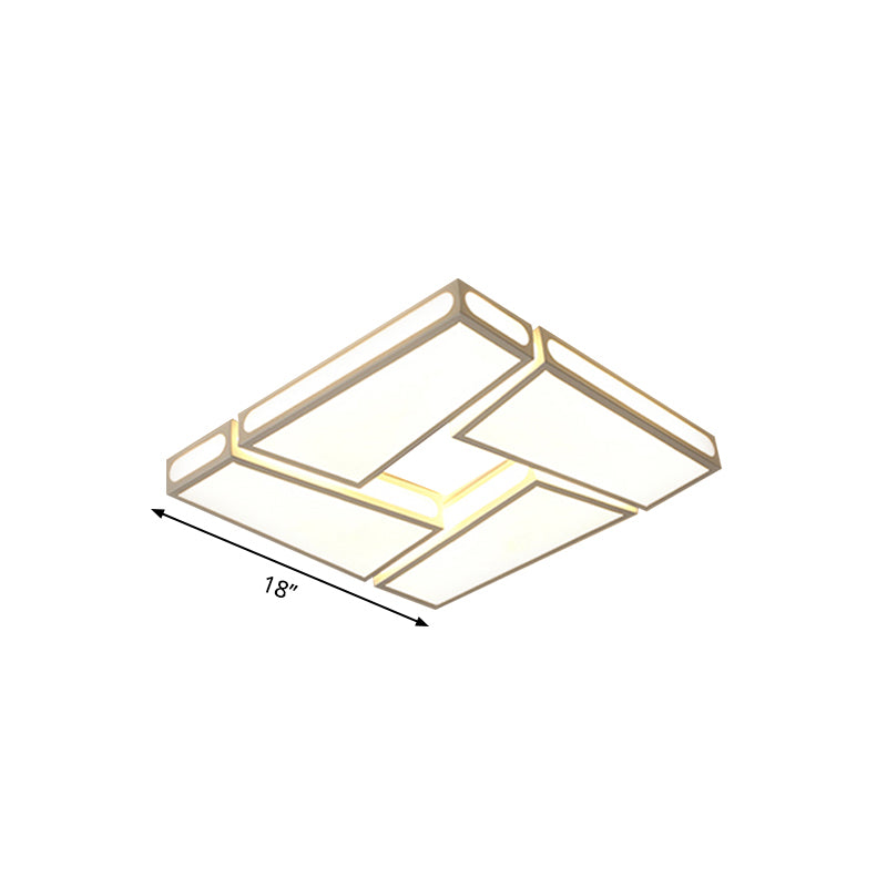 Lampe encastrée carrée en acrylique, moderne et élégante, 18 "/ 23,5" de diamètre, LED blanche, plafonnier en lumière chaude/blanche