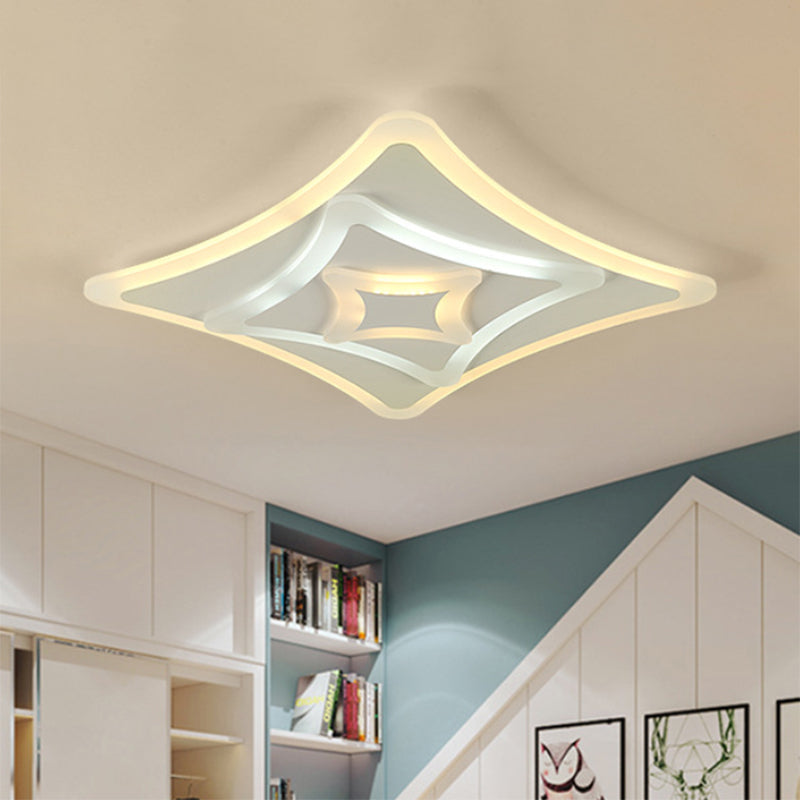 Super Thin Flush Mount Light Simple Acrylic LED Bedroom Ceiling Mounted Fixture in Warm/White Light