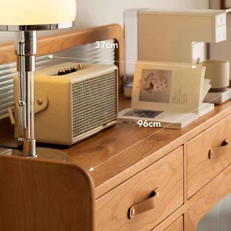 Modern 2-drawer Dining Server Brown Sideboard with Glass Door