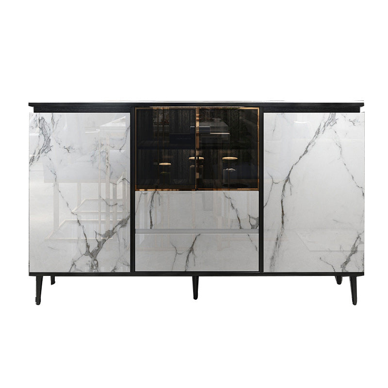 Glam Cabinets Dining Buffet 2-Drawer Glass Doors Buffet Sideboard